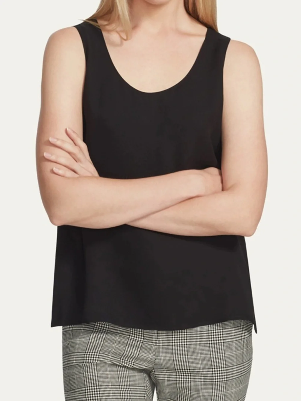 Doncaster Vintage Black Tank Scoop Neck 100% Silk - Picture 4 of 4